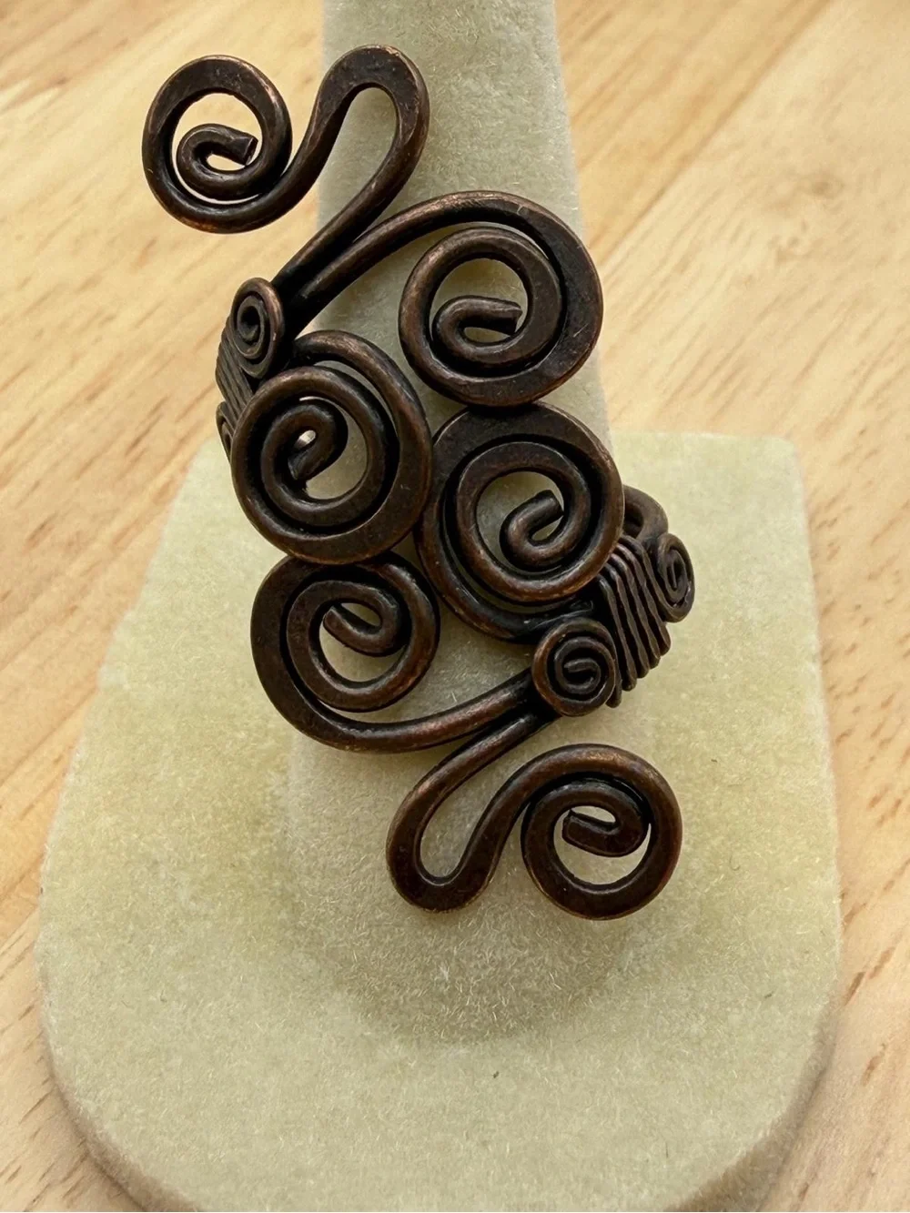 Handcrafted Swirl Statement Ring in Antique Copper Tone